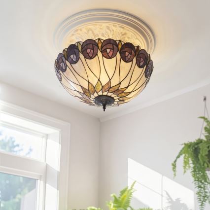 Endon 111906 - Stropni lestenec Tiffany HUTCHINSON 3xE27/10W/230V, premer 50 cm