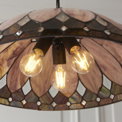 Endon 111929 - Lestenec na verigi Tiffany BROOKLYN 3xE27/10W/230V premer 50 cm