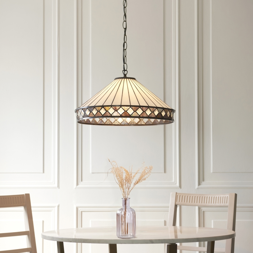 Endon 111961 - Lestenec na verigi Tiffany FARGO 3xE27/10W/230V premer 50 cm