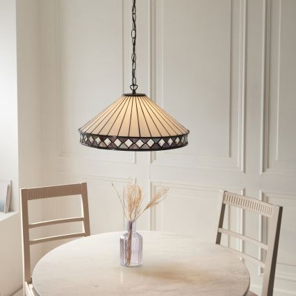 Endon 111961 - Lestenec na verigi Tiffany FARGO 3xE27/10W/230V premer 50 cm