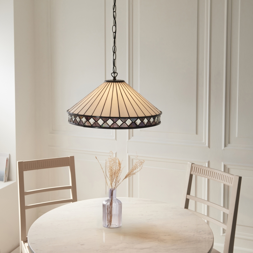 Endon 111961 - Lestenec na verigi Tiffany FARGO 3xE27/10W/230V premer 50 cm