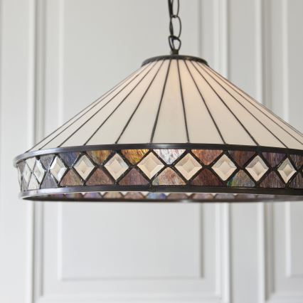 Endon 111961 - Lestenec na verigi Tiffany FARGO 3xE27/10W/230V premer 50 cm