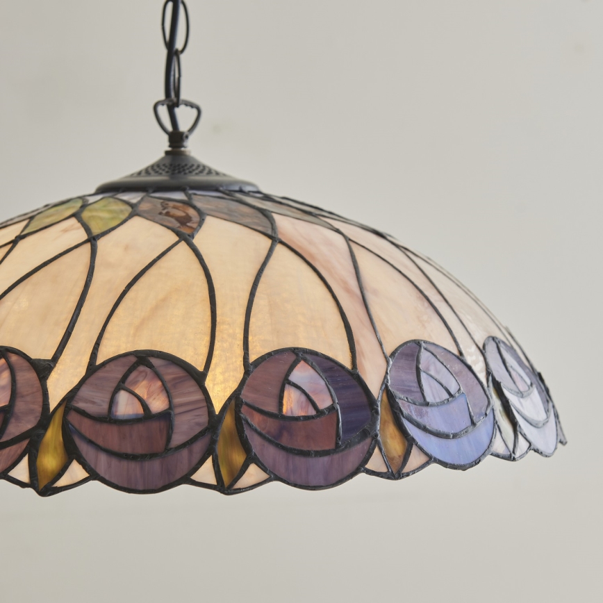 Endon 111985 - Lestenec na verigi Tiffany HUTCHINSON 3xE27/10W/230V premer 50 cm