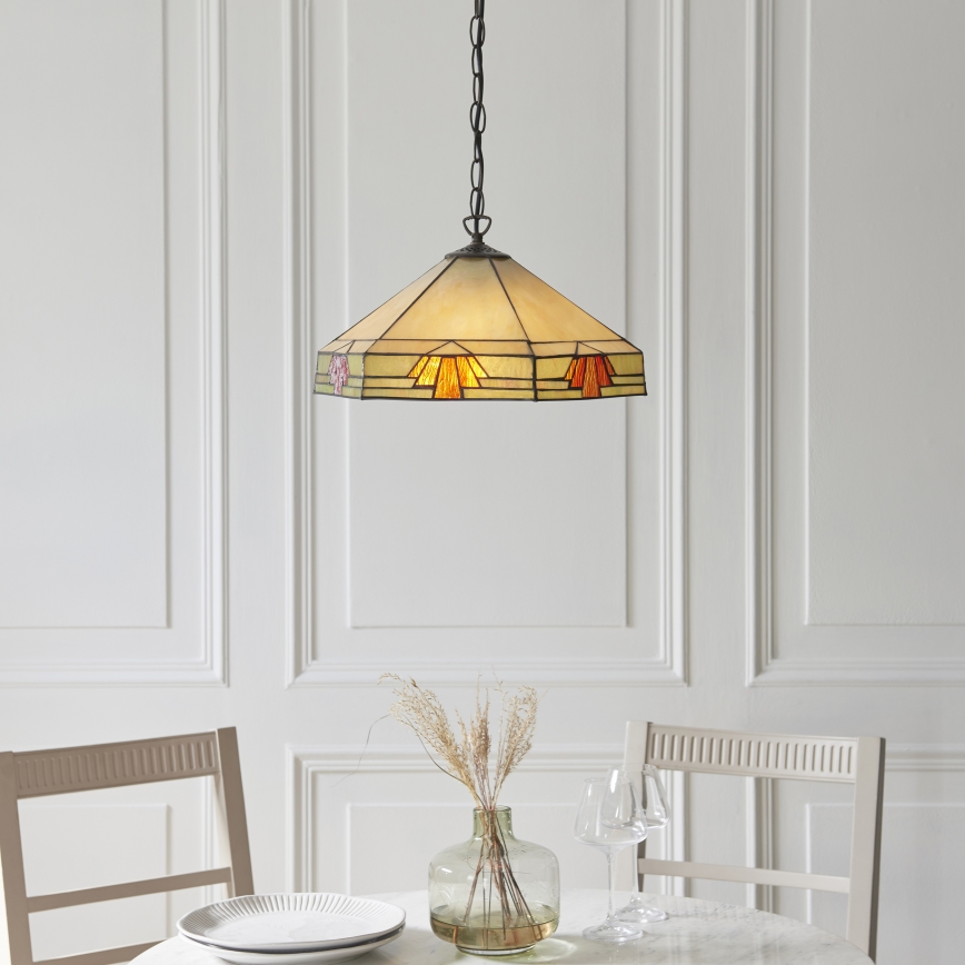 Endon 111989 - Lestenec na verigi Tiffany NEVADA 3×E27/10W/230V, premer 40 cm