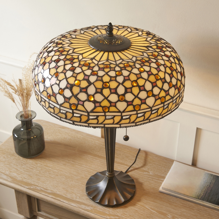 Endon 112178 - Namizna svetilka Tiffany MILLE FEUX, 2 × E14 (maks. 40 W), 230 V, premer 45 cm