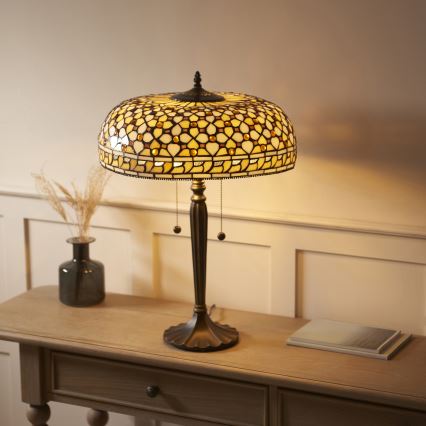Endon 112178 - Namizna svetilka Tiffany MILLE FEUX, 2 × E14 (maks. 40 W), 230 V, premer 45 cm