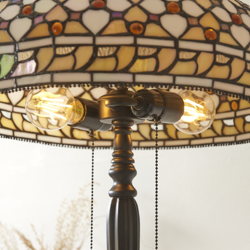 Endon 112178 - Namizna svetilka Tiffany MILLE FEUX, 2 × E14 (maks. 40 W), 230 V, premer 45 cm