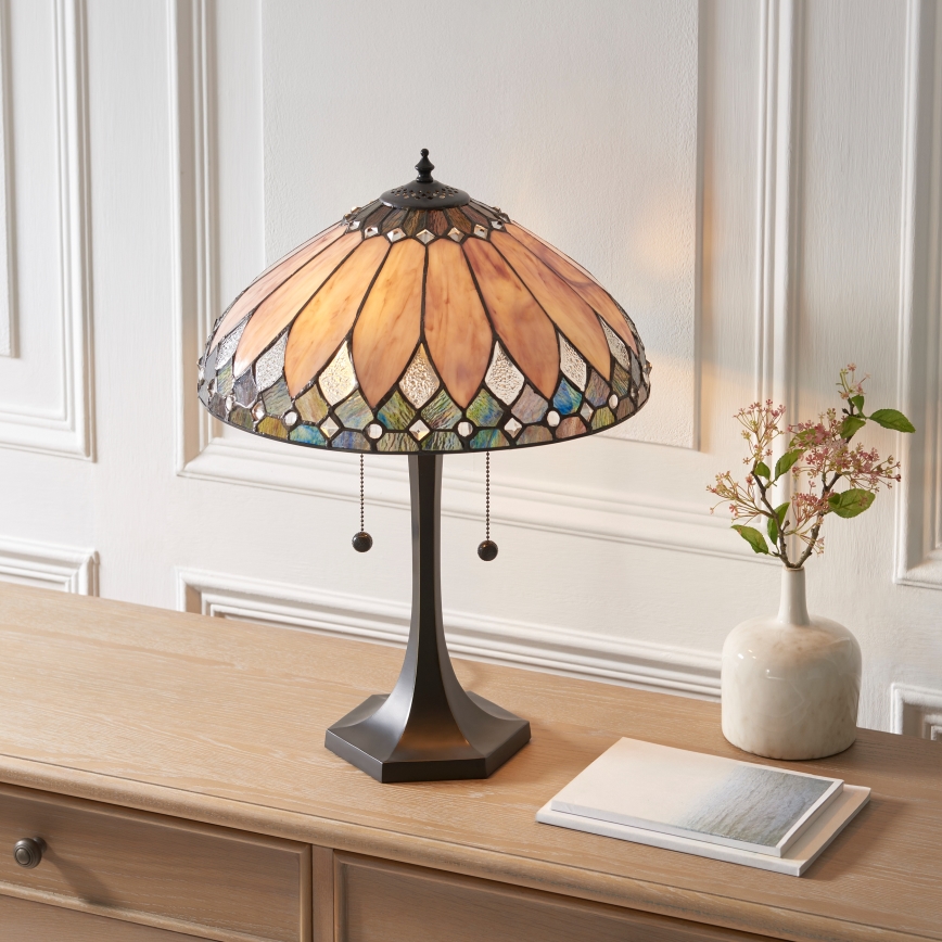 Endon 112183 - Namizna svetilka Tiffany BROOKLYN 2xE14/10W/230V premer 40 cm