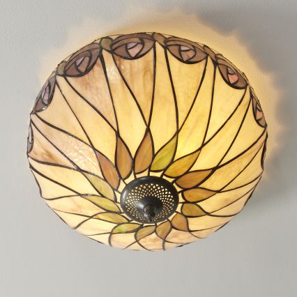 Endon 112188 - Stropna svetilka Tiffany HUTCHINSON 2xE27/60W/230V, premer 40 cm