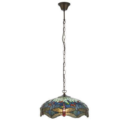 Endon 112195 - Lestenec na verigi Tiffany DRAGONFLY 1xE27/60W/230V, premer 41 cm