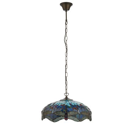 Endon 112195 - Lestenec na verigi Tiffany DRAGONFLY 1xE27/60W/230V, premer 41 cm