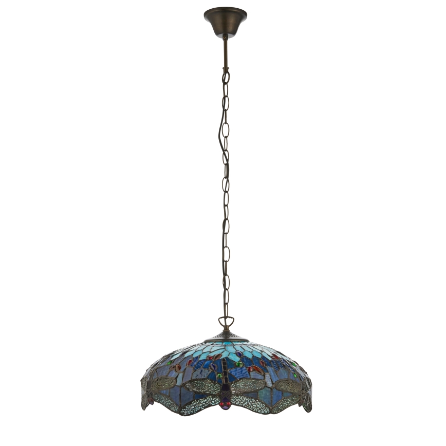 Endon 112195 - Lestenec na verigi Tiffany DRAGONFLY 1xE27/60W/230V, premer 41 cm