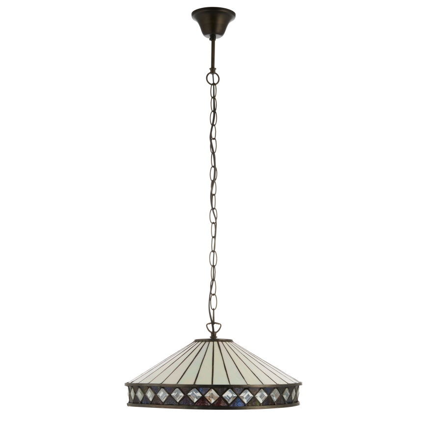 Endon 112196 - Lestenec na verigi Tiffany FARGO 1xE27/60W/230V, premer 41,5 cm