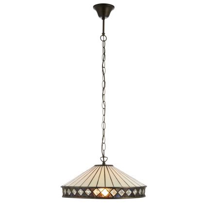 Endon 112196 - Lestenec na verigi Tiffany FARGO 1xE27/60W/230V, premer 41,5 cm