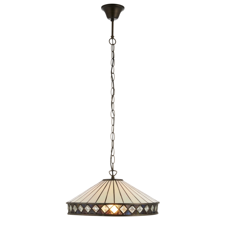 Endon 112196 - Lestenec na verigi Tiffany FARGO 1xE27/60W/230V, premer 41,5 cm