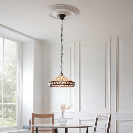 Endon 112196 - Lestenec na verigi Tiffany FARGO 1xE27/60W/230V, premer 41,5 cm