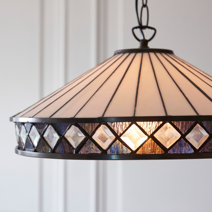 Endon 112196 - Lestenec na verigi Tiffany FARGO 1xE27/60W/230V, premer 41,5 cm