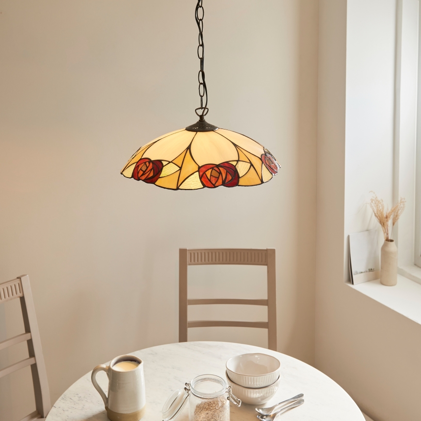 Endon 112197 - Lestenec na verigi Tiffany INGRAM 1xE27/60W/230V premer 45 cm