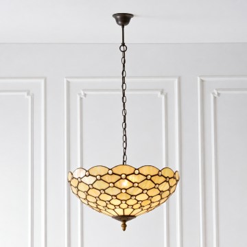 Endon 112226 - Lestenec na verigi Tiffany PEARL 1xE27/10W/230V premer 45 cm