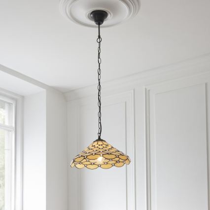Endon 112226 - Lestenec na verigi Tiffany PEARL 1xE27/10W/230V premer 45 cm