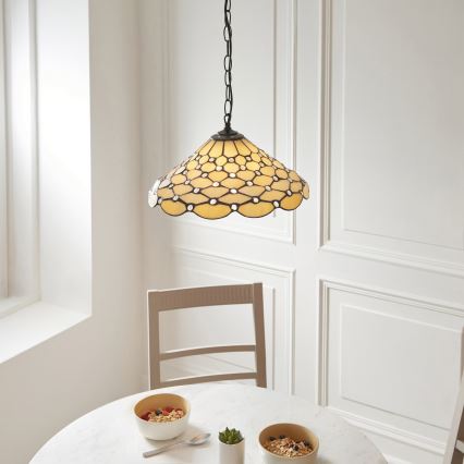 Endon 112226 - Lestenec na verigi Tiffany PEARL 1xE27/10W/230V premer 45 cm