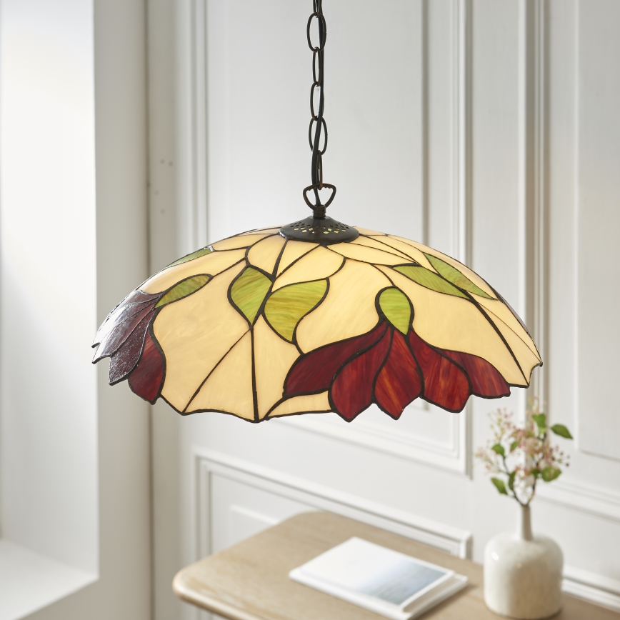 Endon 112246 - Lestenec na verigi Tiffany BOTANICA 1xE27/60W/230V, premer 45 cm