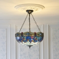 Endon 112250 - Lestenec na verigi Tiffany DRAGONFLY 3xE27/60W/230V, premer 50 cm