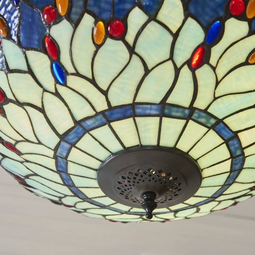 Endon 112250 - Lestenec na verigi Tiffany DRAGONFLY 3xE27/60W/230V, premer 50 cm