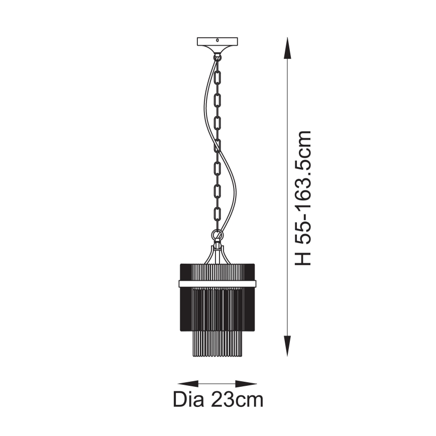 Endon 112572 - Lestenec na verigi MARIETTA 1xE27/10W/230V medenina/prozorno