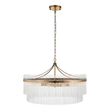Endon 112574 - Lestenec na verigi MARIETTA GRAND 7xE14/7W/230V medenina/prozorno steklo