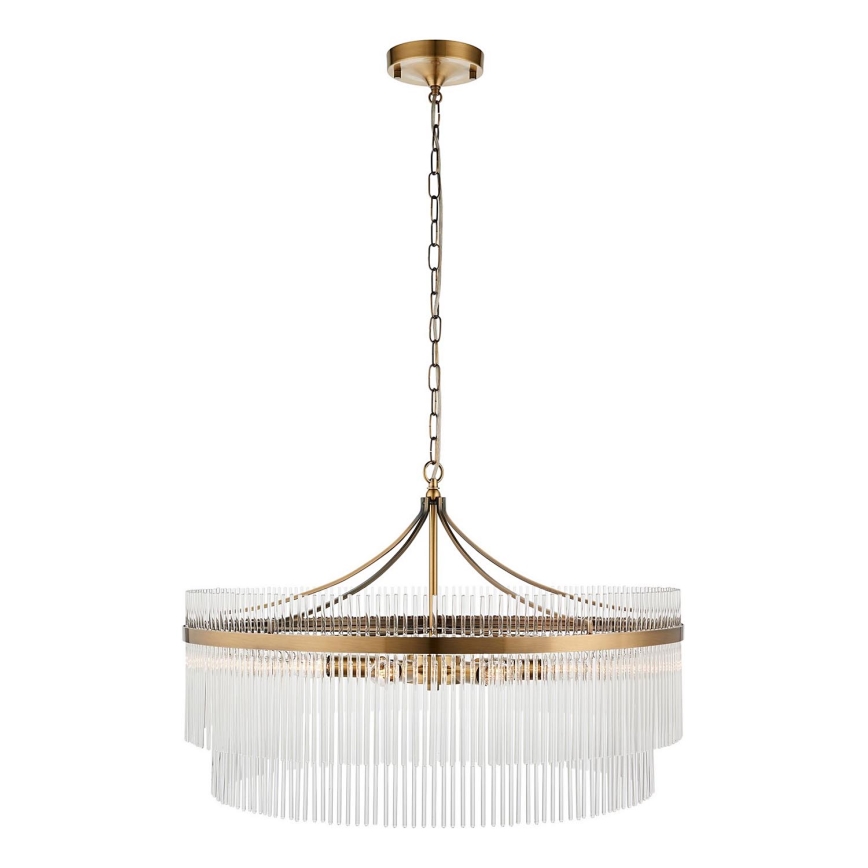 Endon 112574 - Lestenec na verigi MARIETTA GRAND 7xE14/7W/230V medenina/prozorno steklo