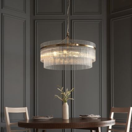 Endon 112574 - Lestenec na verigi MARIETTA GRAND 7xE14/7W/230V medenina/prozorno steklo
