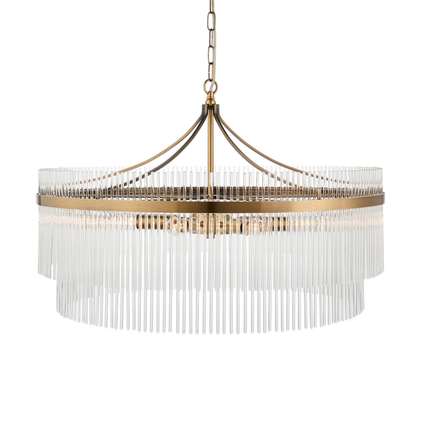 Endon 112574 - Lestenec na verigi MARIETTA GRAND 7xE14/7W/230V medenina/prozorno steklo
