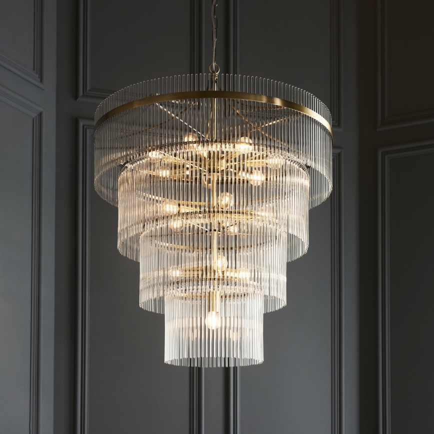 Endon 112576 - Lestenec na verigi MARIETTA 16xE14/6W/230V medenina/prozorna