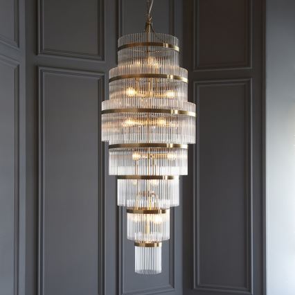 Endon 112793 - Lestenec na verigi MARIETTA GRAND 21xE14/6W/230V medenina/prozorna