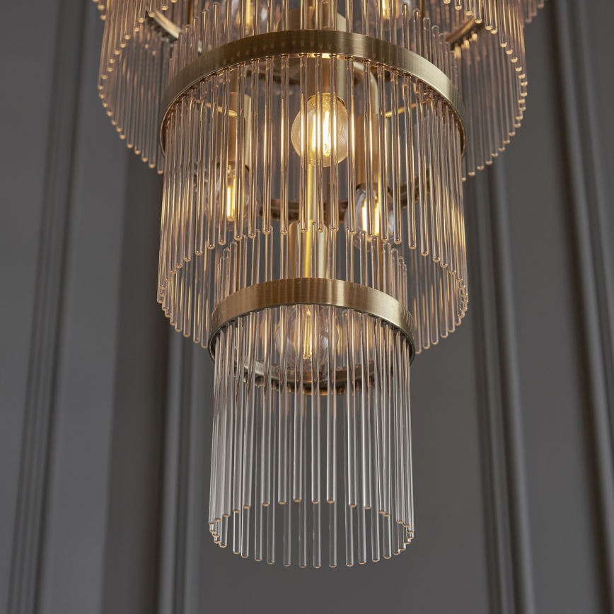Endon 112793 - Lestenec na verigi MARIETTA GRAND 21xE14/6W/230V medenina/prozorna