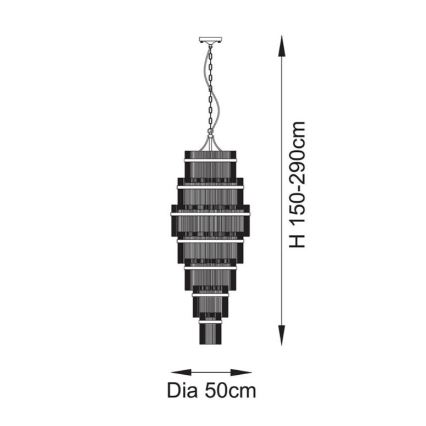 Endon 112793 - Lestenec na verigi MARIETTA GRAND 21xE14/6W/230V medenina/prozorna