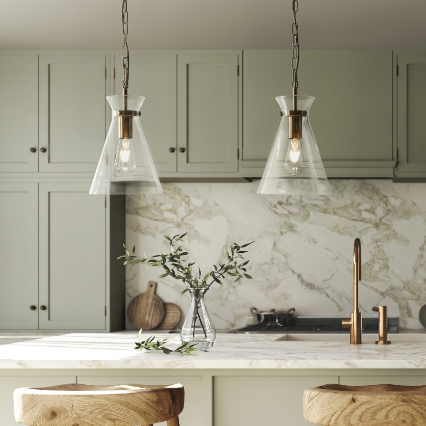 Endon 112859 - Lestenec na verigi HARLOW 1xE27/10W/230V iz medenine