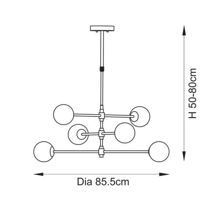 Endon 114039 - Lestenec na drogu 6xG9/3,2W/230V v zlati barvi