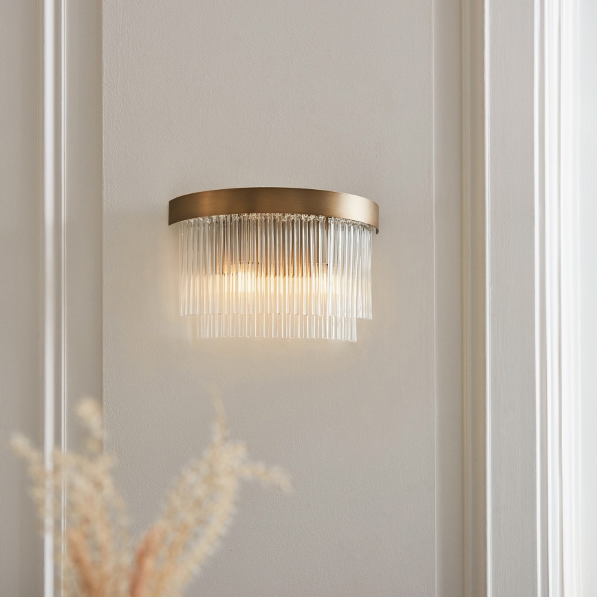 Endon 119125 - Stenska svetilka CLERMONT 2xE14/6W/230V medenina