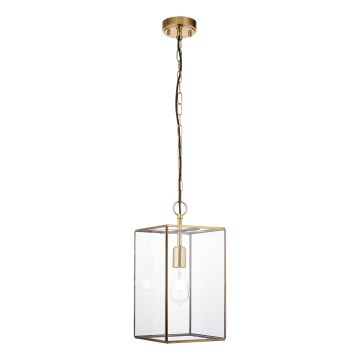 Endon 119141 - Lestenec na verigi HAMMOND 1xE27/10W/230V 21,5x21,5 cm medenina