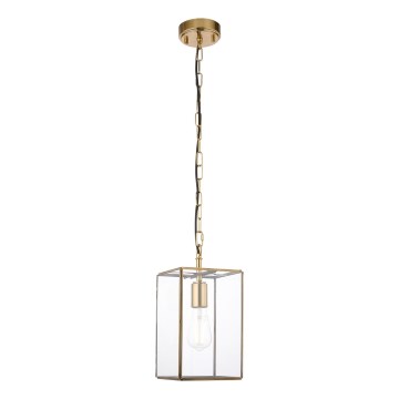 Endon 119142 - Lestenec na verigi HAMMOND 1xE27/10W/230V 17x17 cm medenina