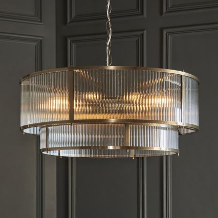 Endon 119456 - Lestenec na verigi RIDGETON 8xE14/7W/230V matiran krom