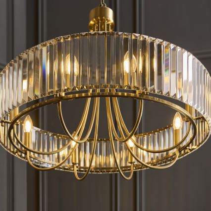 Endon 119611 - Lestenec na verigi VISCONTI 8xE14/6W/230V medenina