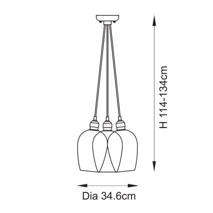 Endon 120644 - Lestenec na vrvici 3xE27/10W/230V sijajni krom