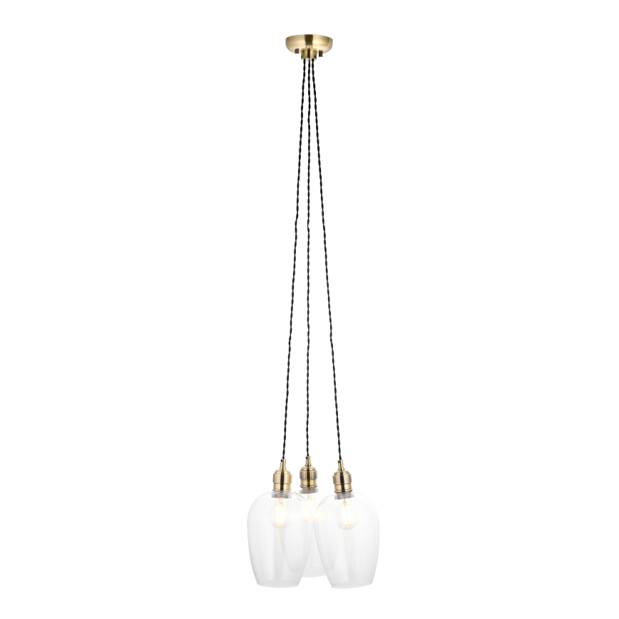 Endon 120648 - Lestenec na kablu 3xE27/10W/230V medenina