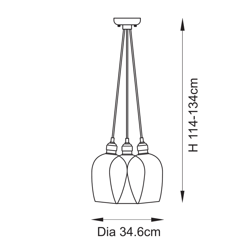 Endon 120648 - Lestenec na kablu 3xE27/10W/230V medenina