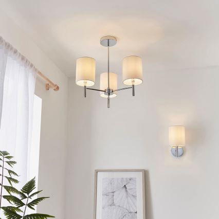 Endon 56642 - Lestenec na drogu BRIO 3xE14/40W/230V sijajni krom/bela