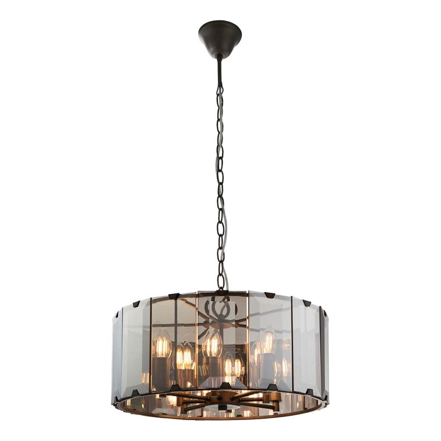 Endon 61294 - Lestenec na verigi CLOONEY 8xE14/40W/230V črna/dimna