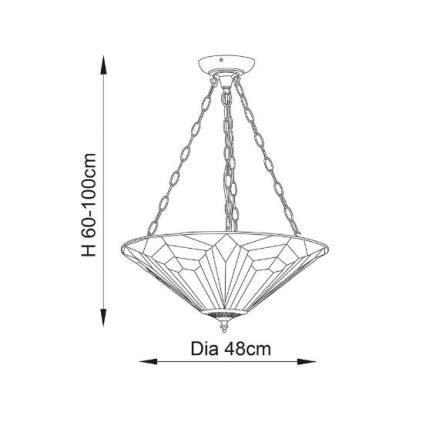 Endon 63936 - Lestenec na verigi Tiffany ASTORIA 3xE27/60W/230V premer 48 cm